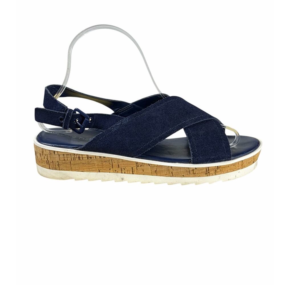 Marc Fisher Glitzie Navy Suede Crisscross Sandals Size 7.5M